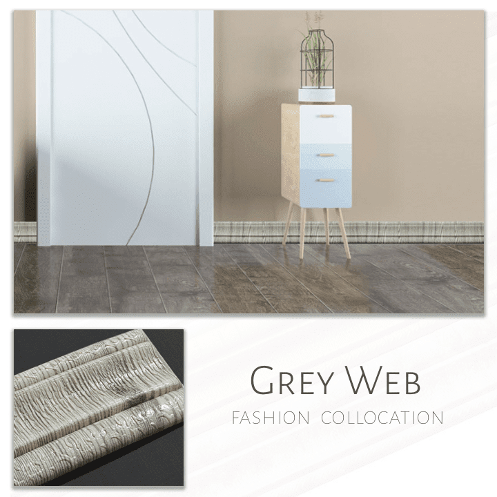 3D Wall Decor Edging Strip Home ChestnutFive Grey Web 1pc