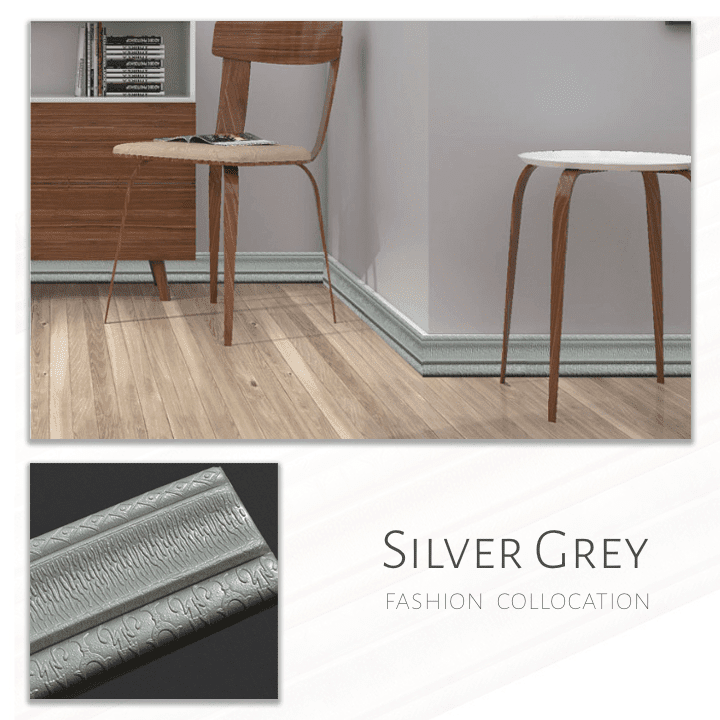 3D Wall Decor Edging Strip Home ChestnutFive Silver Grey 1pc
