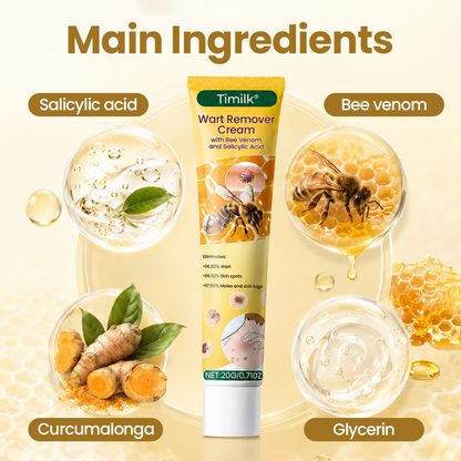 Timilk® Wart Remover Cream with Bee Venom and Salicylic Acid – Skin Tag Removal & Skin Repair Formula for Face and Body