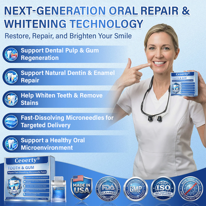 Your Smile🦷Ceoerty® Tooth & Gum Repair Fast-Dissolving Microneedle Patch✨ (𝟓-𝐢𝐧-𝟏 💎 𝐑𝐞𝐛𝐮𝐢𝐥𝐝 𝐄𝐧𝐚𝐦𝐞𝐥 & 𝐃𝐞𝐧𝐭𝐢𝐧 • 𝐒𝐭𝐫𝐞𝐧𝐠𝐭𝐡𝐞𝐧 𝐆𝐮𝐦𝐬 • 𝐄𝐫𝐚𝐝𝐢𝐜𝐚𝐭𝐞 𝐓𝐚𝐫𝐭𝐚𝐫 & 𝐎𝐝𝐨𝐫 • 𝐖𝐡𝐢𝐭𝐞𝐧𝐢𝐧𝐠 • 𝐒𝐭𝐨𝐩 𝐓𝐨𝐨𝐭𝐡 𝐒𝐞𝐧𝐬𝐢𝐭𝐢𝐯𝐢𝐭𝐲)