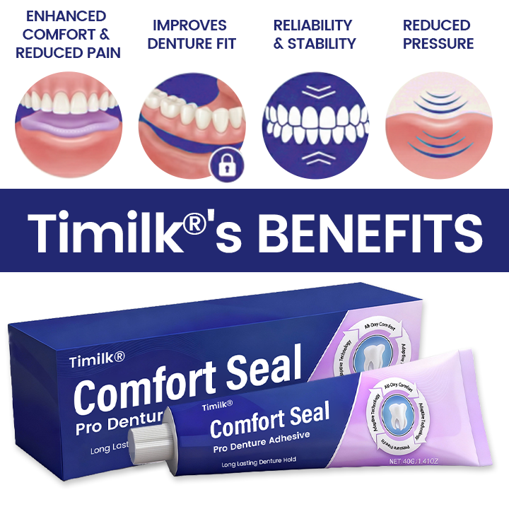 🔥 LIMITED SPECIAL OFFER 🔥 Timilk® Comfort Seal Pro Denture Adhesive🦷💜FDA Certified (Clinically Proven 96-   Hour Lock Hold for   Secure, Comfortable &   Zinc-Free Denture Fit)