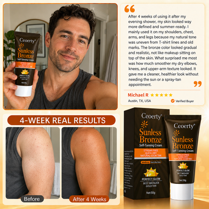 Ceoerty® Sunless Bronze Self-Tanning Cream🥕✨No-Sun Natural Bronze Glow with DHA + Beta-Carotene for Streak-Free, Non-Orange, Hydrating Tan & Smoother-Looking Uneven Skin
