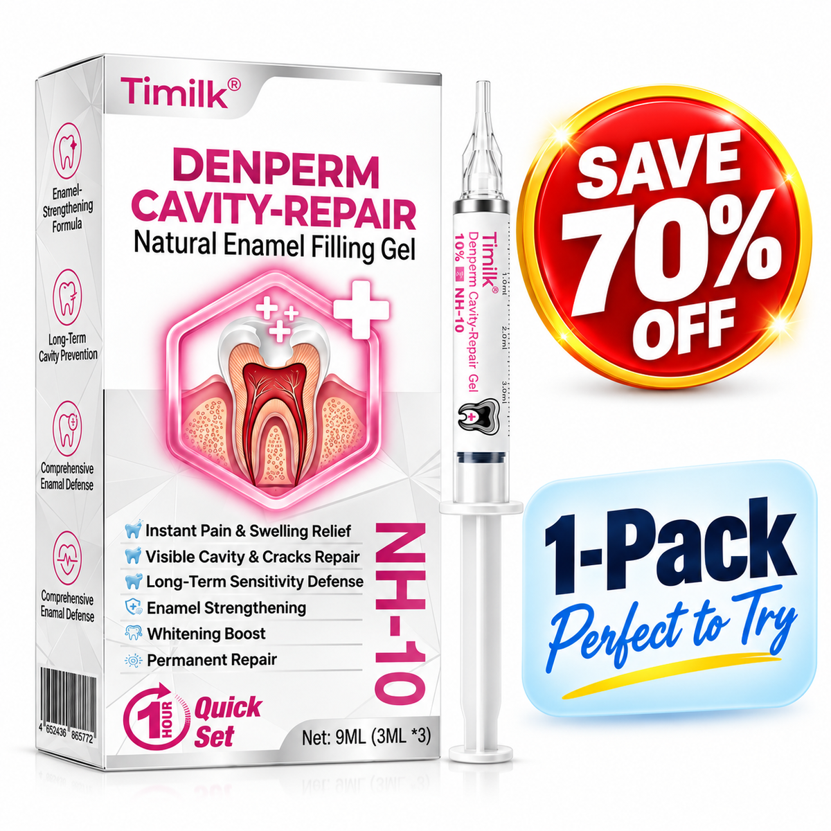 Timilk® DenPerm Cavity-Repair Natural Enamel Filling Gel-