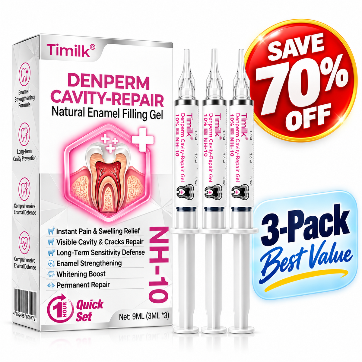 Timilk® DenPerm Cavity-Repair Natural Enamel Filling Gel-